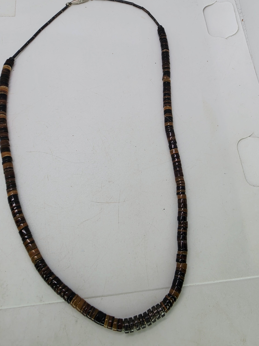 Vintage Native American Liquid Silver Sterling Pen Shell Heishi Necklace Choker